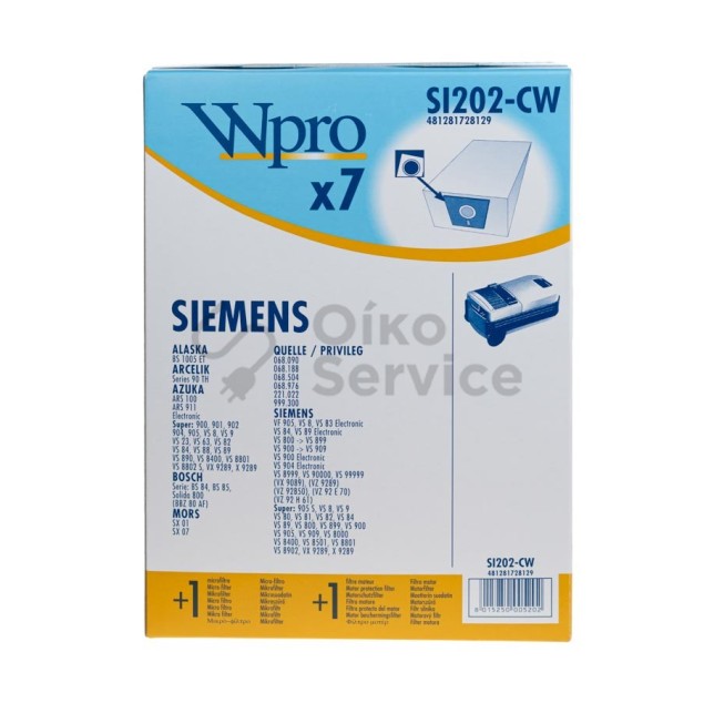 Σακούλες Ηλεκτρικής Σκούπας Siemens VS23/ VS82 / VS84 / VS88 / VS840 Συμβατο Προιον Σακούλες Ηλεκτρικής Σκούπας Siemens VS23/ VS82 / VS84 / VS88 / VS840 Συμβατο Προιον